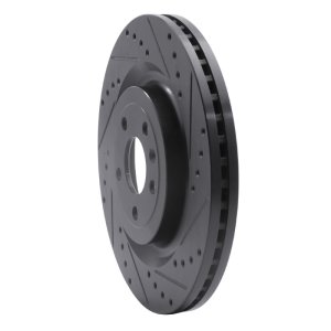 Ford Flex Brake Rotor (1) - Front Right - R1 Concepts - Drilled & Slotted - Black - `13-`19